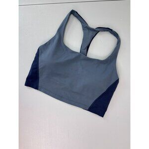 Athleta‎ women's medium blue grey transcend color block cropped sports bra